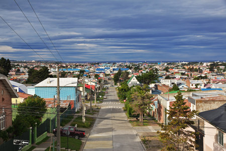 The street in Punta Arenas, Patagonia, Chileのeditorial素材