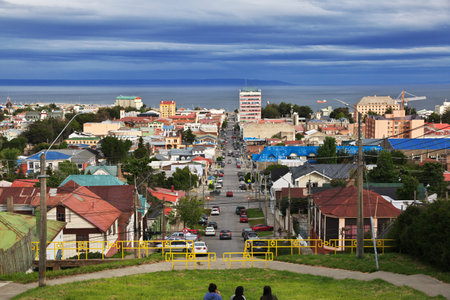 The panoramic view on Punta Arenas, Patagonia, Chileのeditorial素材