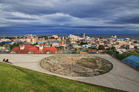 The panoramic view on Punta Arenas, Patagonia, Chileのeditorial素材