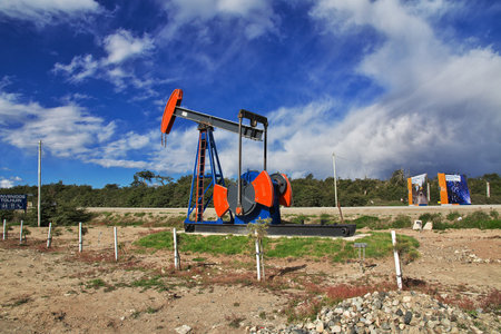 Filling station on Tierra del Fuego, Ushuaia, Argentinaのeditorial素材