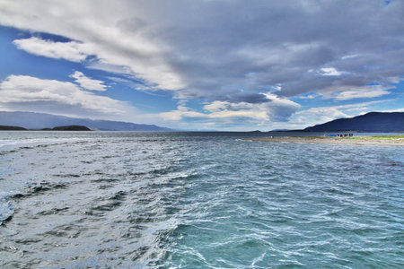 The cruise on Beagle channel close Ushuaia city, Tierra del Fuego, Argentinaのeditorial素材