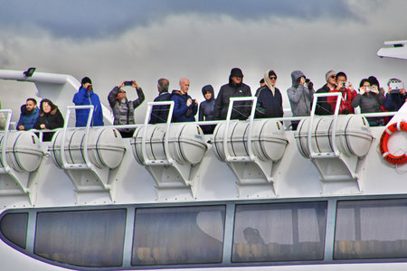 Ushuaia, Tierra del Fuego, Argentina - 22 Dec 2019. The cruise on Beagle channel close Ushuaia city,...