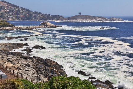 The view on Pacific coast near Valparaiso, Chileのeditorial素材