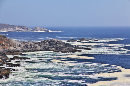 The view on Pacific coast near Valparaiso, Chileのeditorial素材