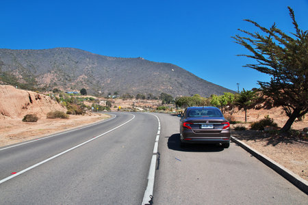 Chile - 31 Dec 2019: The road on Andes, Chileのeditorial素材