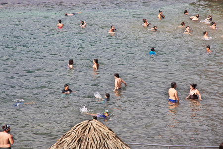 Hanga Roa, Easter Island, Chile - 27 Dec 2019: Rapa Nui. The public pool in Hanga Roa on Easter Island, Chileのeditorial素材