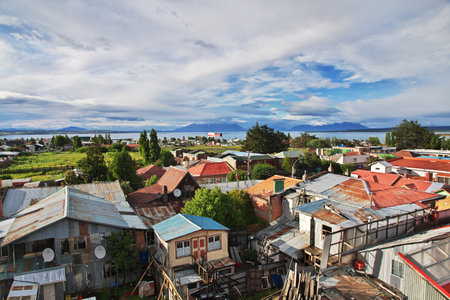 Puerto Natales, Patagonia, Chile - 18 Dec 2019. Panoramic view of Puerto Natales, Chileのeditorial素材