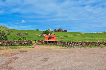 Easter Island, Chile - 28 Dec 2019: Puna a pau mine on Rapa Nui, Easter Island, Chileのeditorial素材