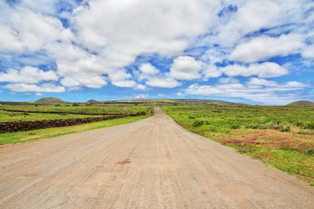 Rapa Nui. The road on Easter Island, Chileの写真素材