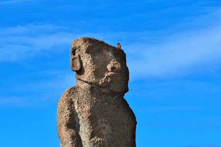 Rapa Nui. The statue Moai in Ahu Nau Nau on Easter Island, Chileのeditorial素材