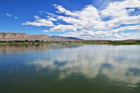 Laguna Nimez Reserva in El Calafate, Patagonia, Argentinaの写真素材