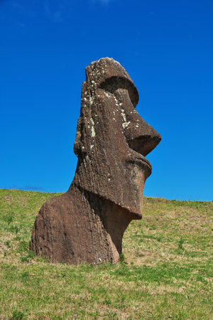 Rapa Nui. The statue Moai in Rano Raraku on Easter Island, Chileのeditorial素材