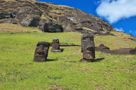 Rapa Nui. The statue Moai in Rano Raraku on Easter Island, Chileのeditorial素材