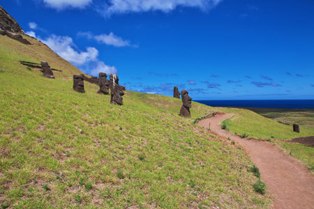 Rapa Nui. The statue Moai in Rano Raraku on Easter Island, Chileのeditorial素材