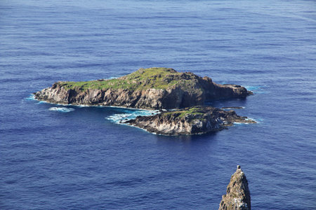 Rapa Nui. The view on Pacific Ocean on Easter Island, Chileの写真素材