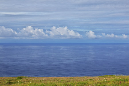 Rapa Nui. The view on Pacific Ocean on Easter Island, Chileの写真素材