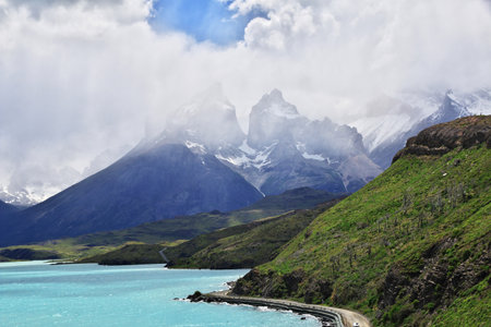Cerro Paine Grande in Torres del Paine National Park, Patagonia, Chileの写真素材
