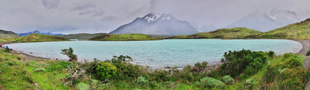 Lake in Torres del Paine National Park, Patagonia, Chileのeditorial素材