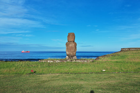 Rapa Nui. The statue Moai in Ahu Tahai on Easter Island, Chileのeditorial素材