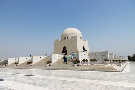 Karachi, Pakistan - 21 Mar 2021: Mazar E Quaid, Jinnah Mausoleum, the tomb in Karachi, Pakistanのeditorial素材