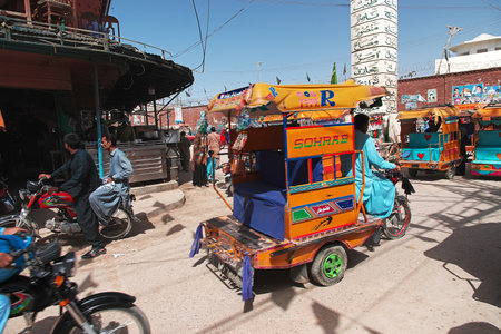 Sehwan Sharif, Pakistan - 23 Mar 2021: The local market in Sehwan Sharif, Pakistan