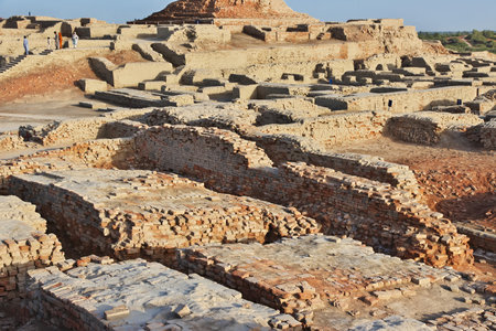 Mohenjo daro ruins close Indus river in Larkana district, Sindh, Pakistanの写真素材