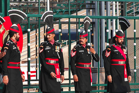 Lahore, Pakistan - 28 Mar 2021: Wagah Border close Lahore, Punjab province, Pakistan