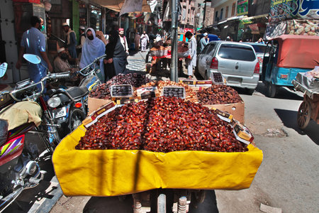 Peshawar, Pakistan - 31 Mar 2021: The local market, bazaar in Peshawar, Pakistanのeditorial素材
