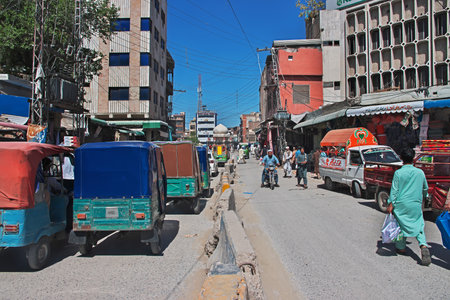 Peshawar, Pakistan - 31 Mar 2021: The vintage street in Peshawar, Pakistanのeditorial素材