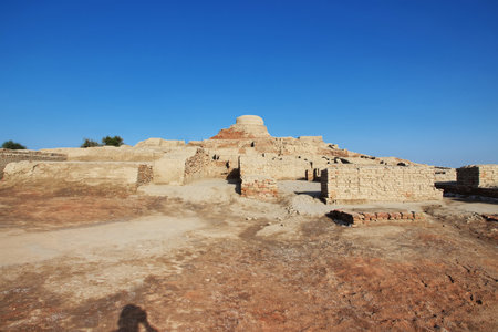 Mohenjo daro ruins close Indus river in Larkana district, Sindh, Pakistanのeditorial素材