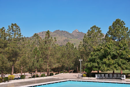 View of Margalla Hills close Faisal Mosque in Islamabad, Pakistanのeditorial素材