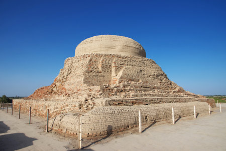 Mohenjo daro ruins close Indus river in Larkana district, Sindh, Pakistanのeditorial素材