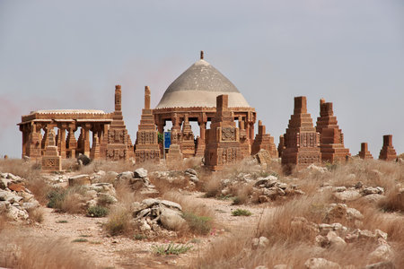 Chaukhandi vintage tombs close Karachi in Pakistanのeditorial素材
