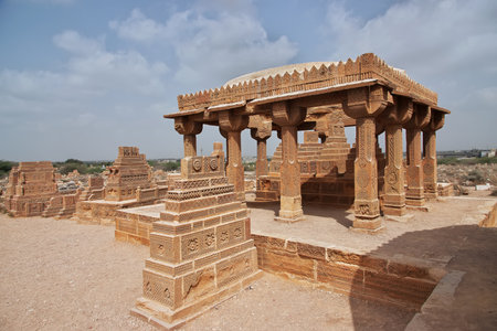 Chaukhandi vintage tombs close Karachi in Pakistanのeditorial素材
