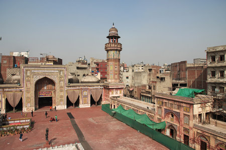 Lahore, Pakistan - 28 Mar 2021: Wazir Khan Mosque in Lahore, Punjab province, Pakistanのeditorial素材
