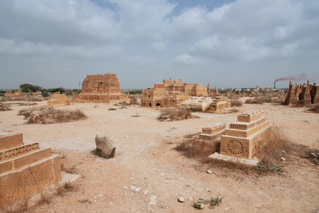 Chaukhandi vintage tombs close Karachi in Pakistanのeditorial素材
