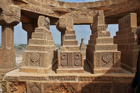 Chaukhandi vintage tombs close Karachi in Pakistanのeditorial素材