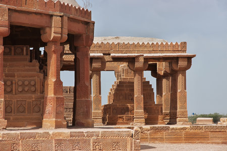Chaukhandi vintage tombs close Karachi in Pakistanのeditorial素材