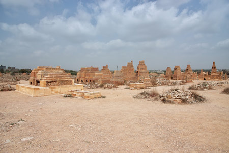 Chaukhandi vintage tombs close Karachi in Pakistanのeditorial素材