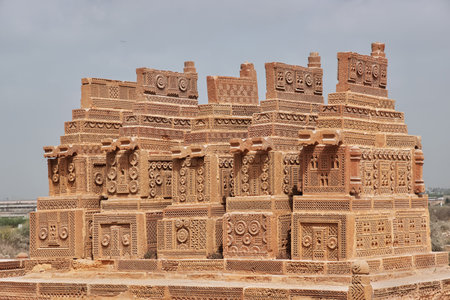 Chaukhandi vintage tombs close Karachi in Pakistanのeditorial素材