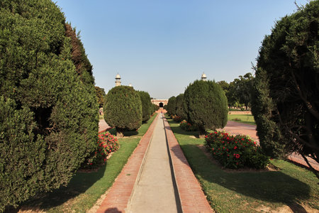 The park of Tomb of Jahangir close Lahore, Punjab province, Pakistanのeditorial素材