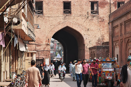 Lahore, Pakistan - 27 Mar 2021: The old gate in Lahore, Punjab province, Pakistanのeditorial素材