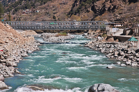 Swat river in the valley of Himalayas, Pakistan