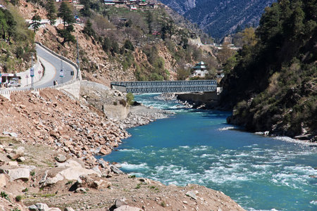 Swat river in the valley of Himalayas, Pakistan