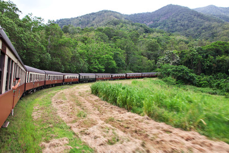 Railway in Mountains of Kuranda, Cairns, Australiaのeditorial素材