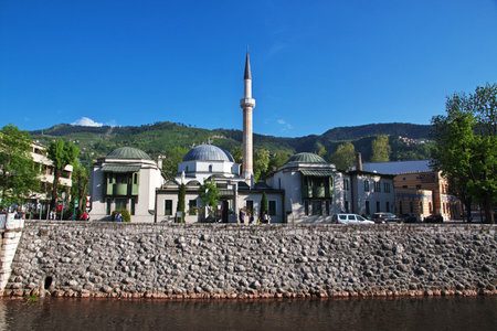 The mosque in Sarajevo city of Bosnia and Herzegovinaのeditorial素材