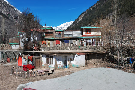 The small village of Kalam valley in Himalayas, Pakistanのeditorial素材