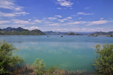 The view of Shkodra lake in Montenegro, Balkanの写真素材