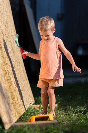 Summer holidays in the village.The concept of construction and building materialの写真素材