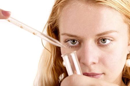 The girl the laboratorian, spends experienceの写真素材